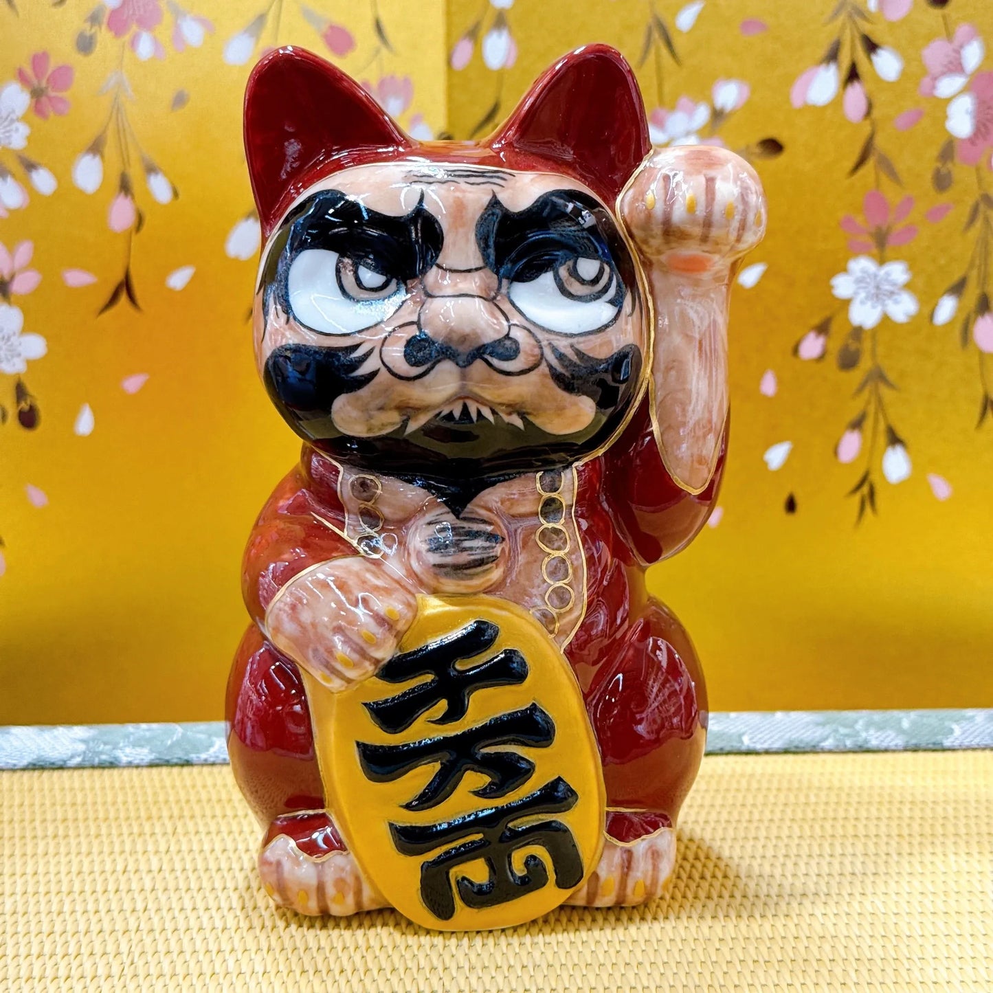 日本清水烧招财猫 仫绘 达摩大师
