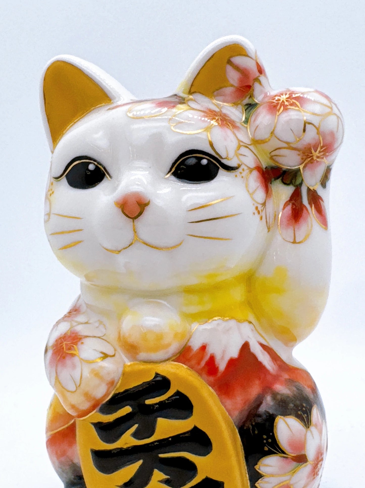 日本清水燒招財貓 色繪 日和富士櫻