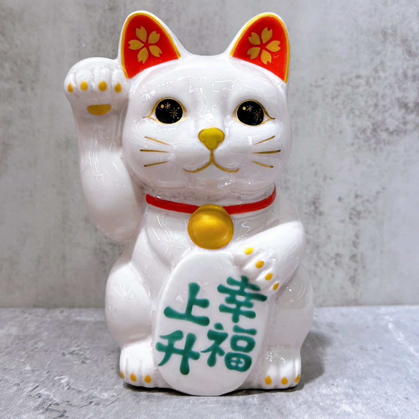 日本清水燒招財貓 花結晶 桃櫻 幸福上升