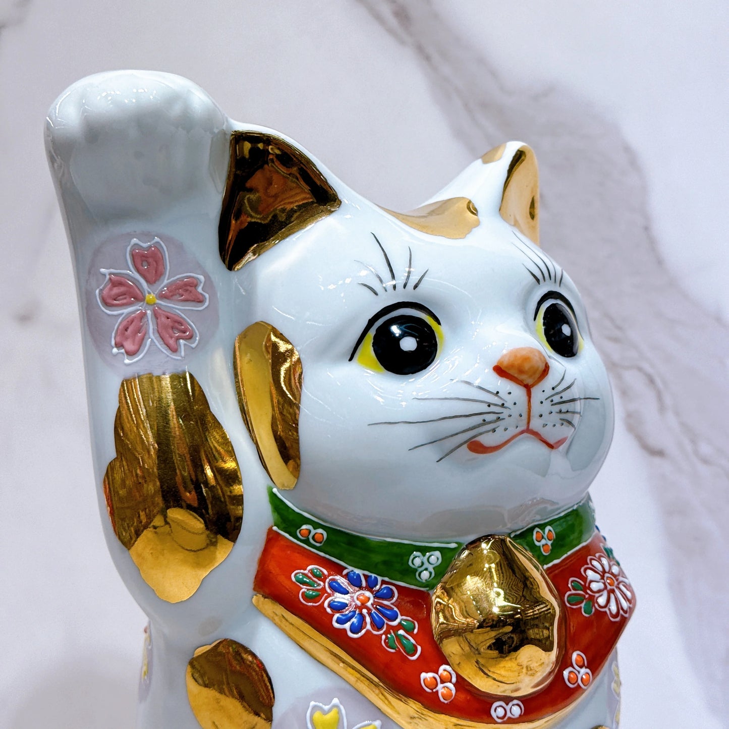 日本九谷燒招財貓 金櫻盛 8號