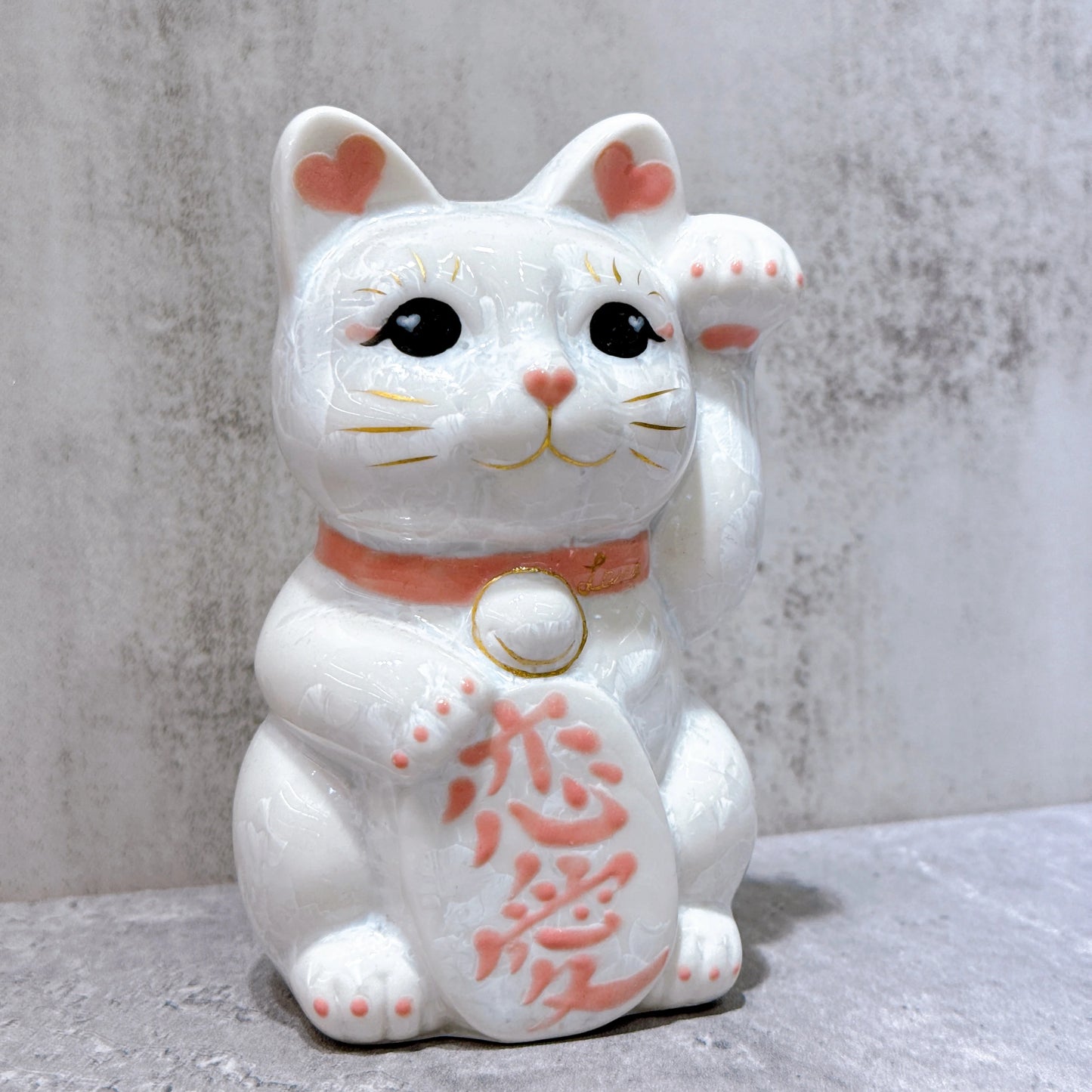 日本清水燒招財貓 花結晶&nbsp;白 戀愛