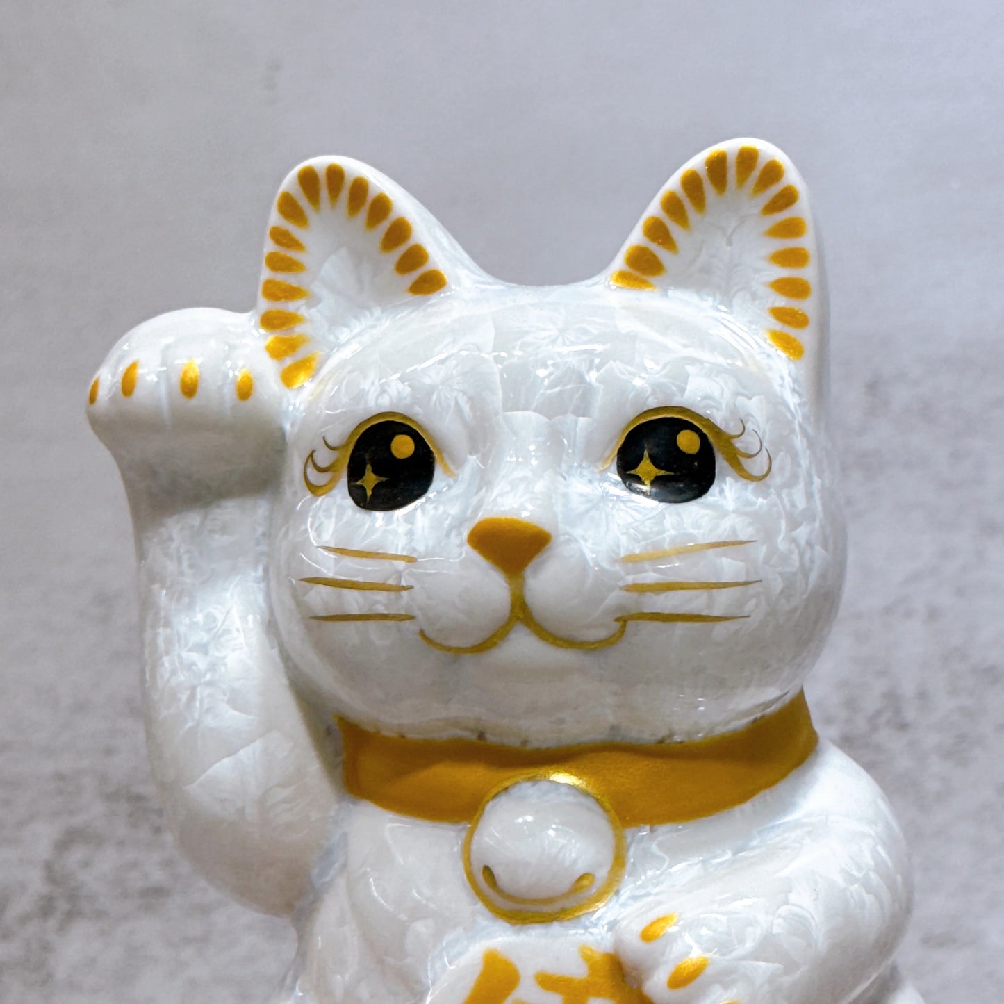 日本清水燒招財貓 花結晶 桃白 億万両 右