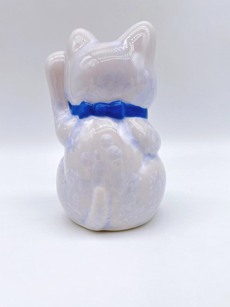 日本清水烧招财猫 花结晶 藤 千万两 左