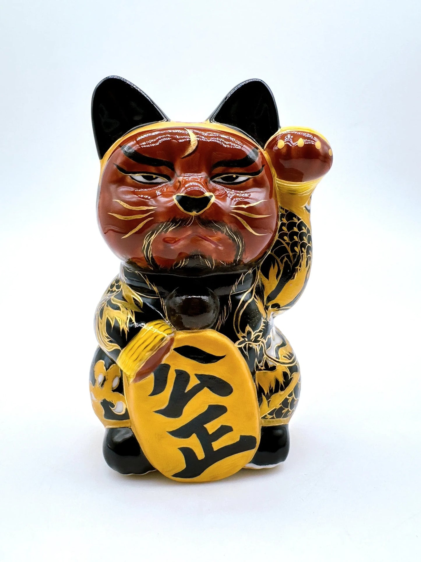 日本清水烧招财猫 色绘 包青天