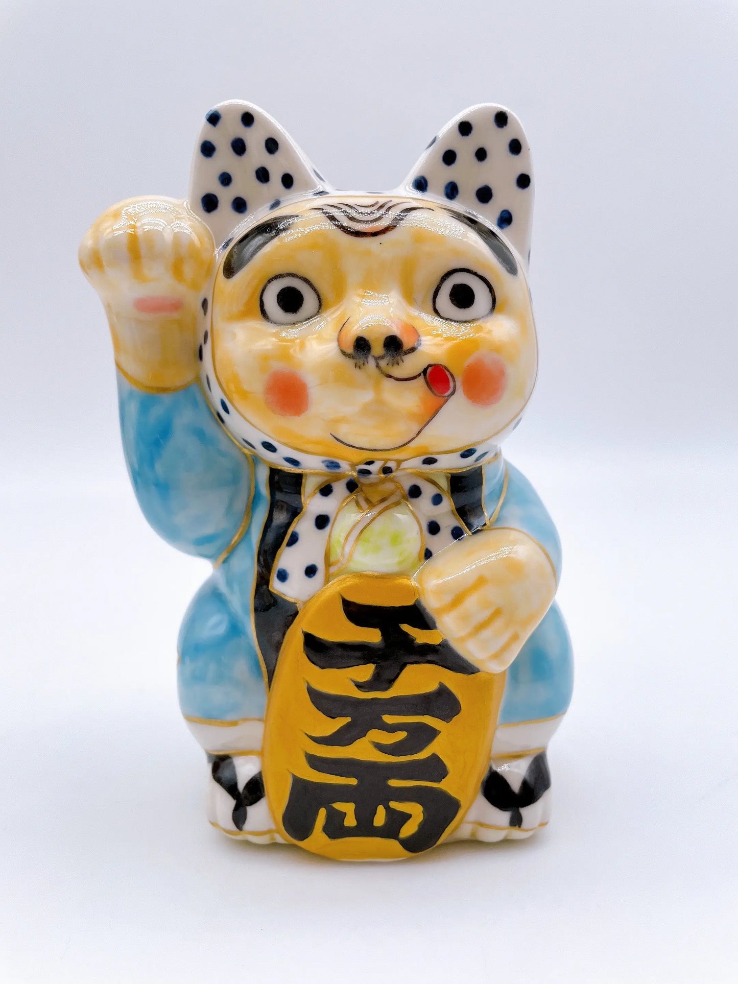 日本清水烧招财猫 火男面具