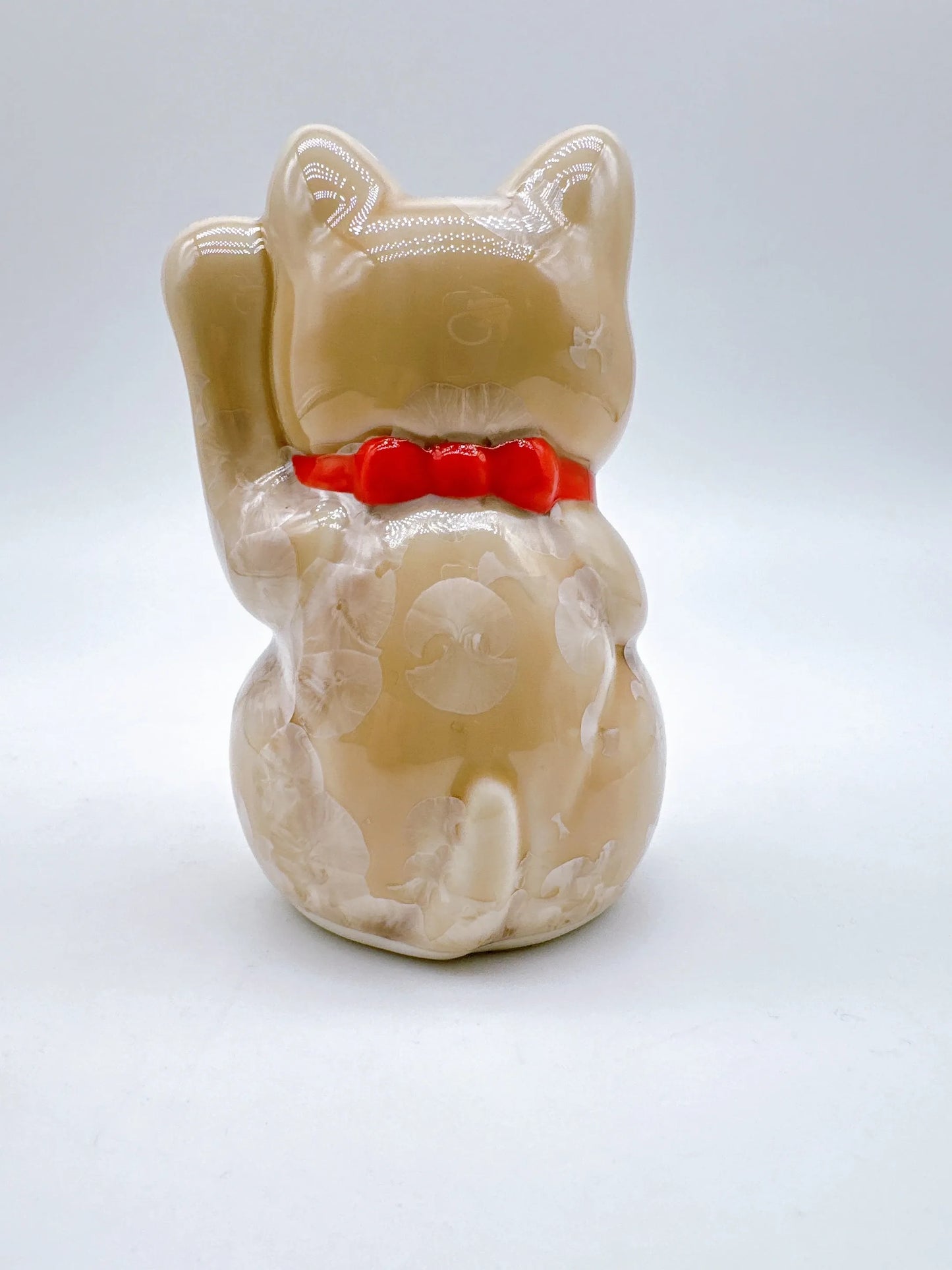 日本清水烧招财猫 花结晶 杏 千万两 左