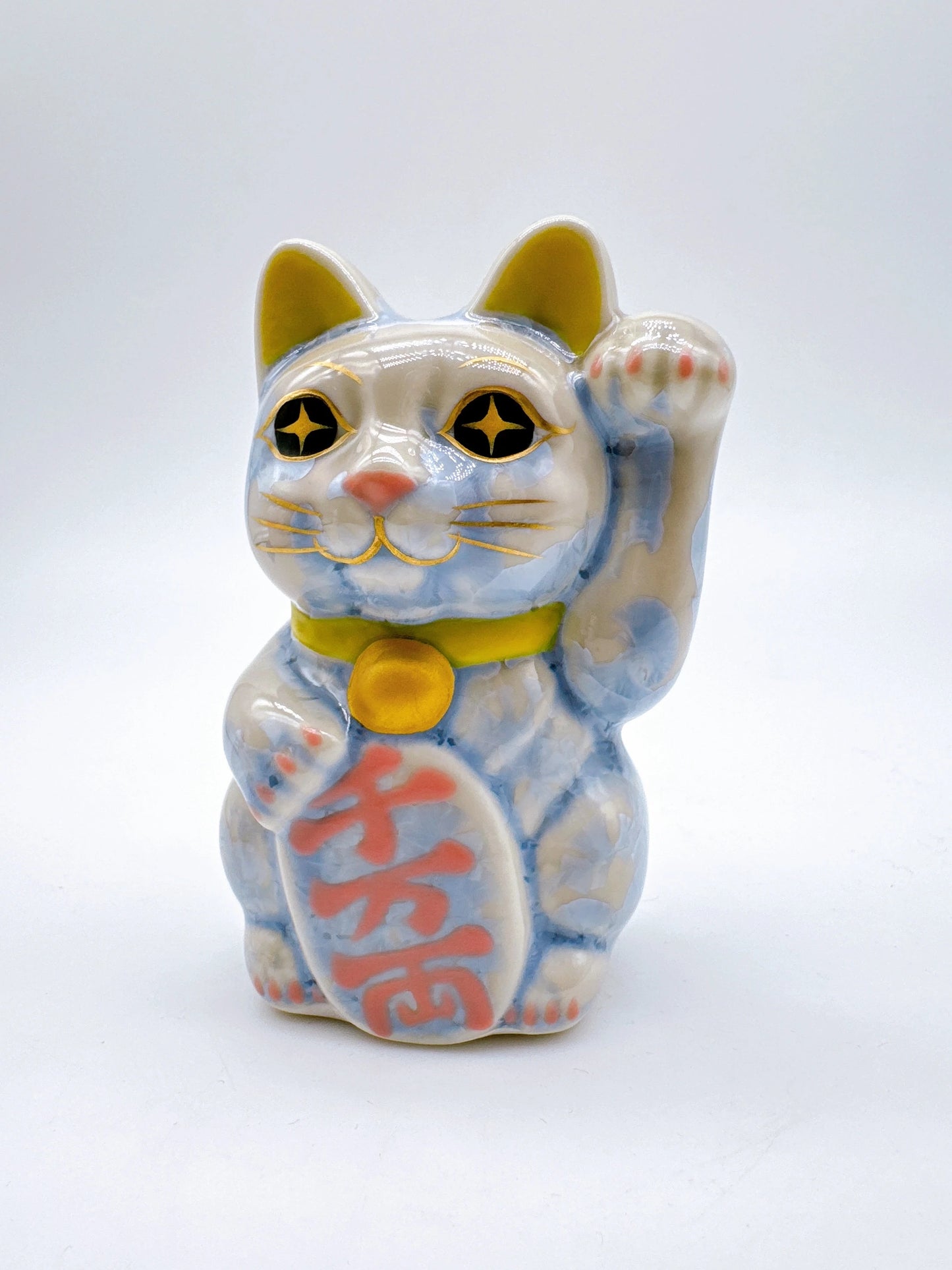 日本清水燒招財貓 花結晶 藤 千万両 左 特小