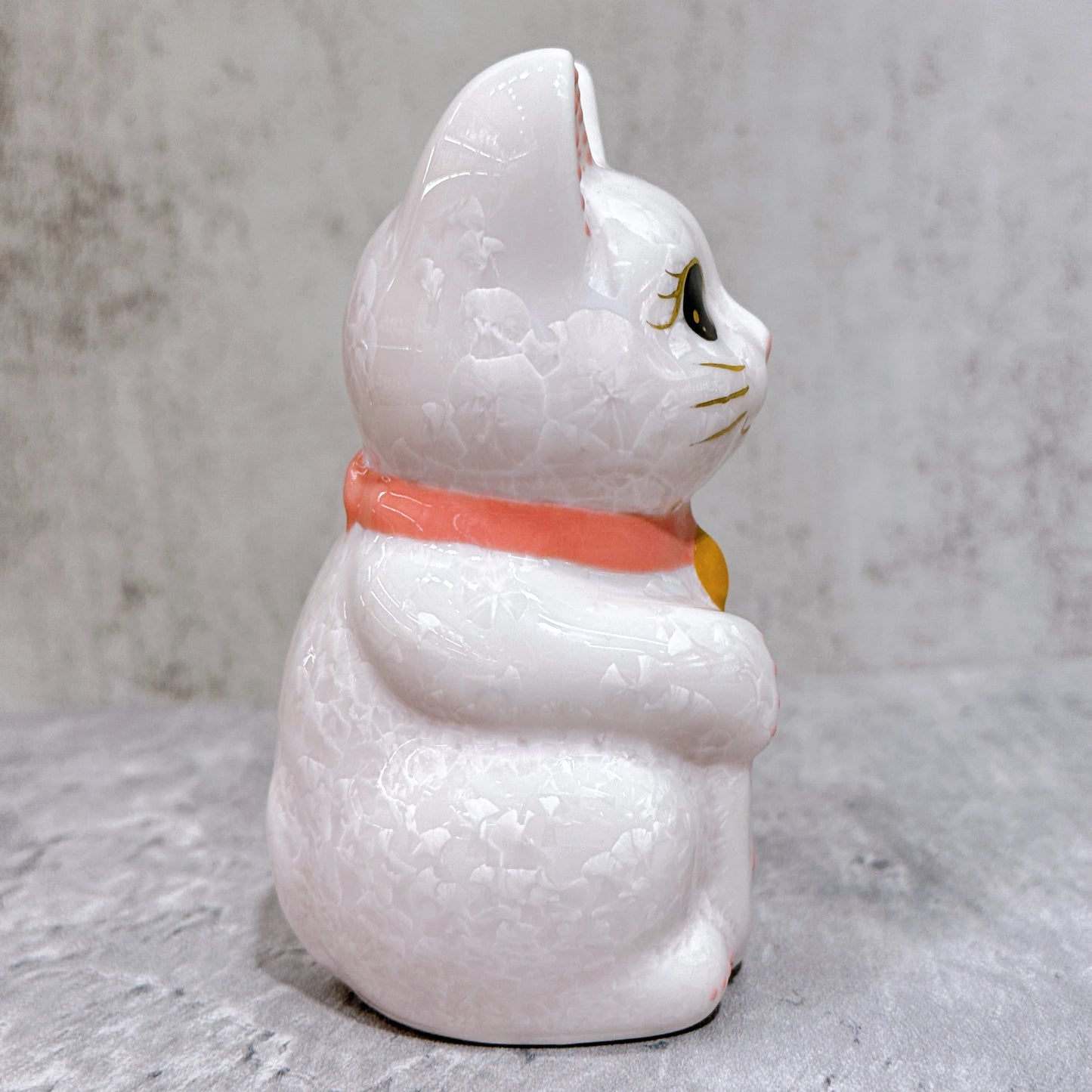 日本清水燒招財貓 花結晶 桃 平安 左 特小