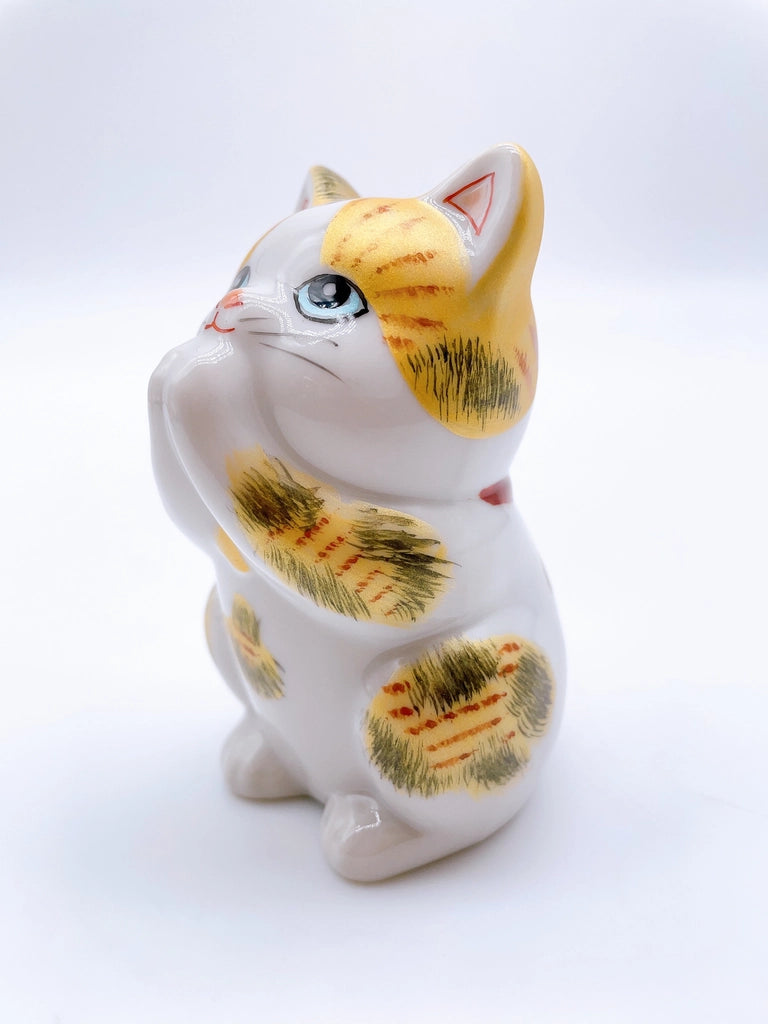 日本九谷烧招财猫 金纹猫