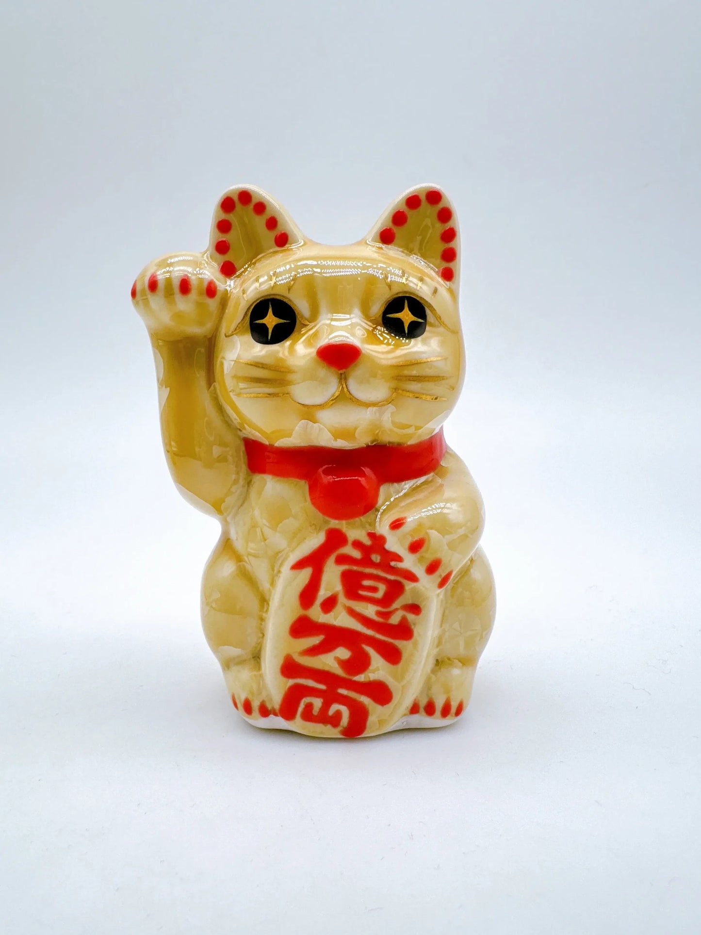 日本清水烧招财猫 花结晶 金花 亿万两 右 特小