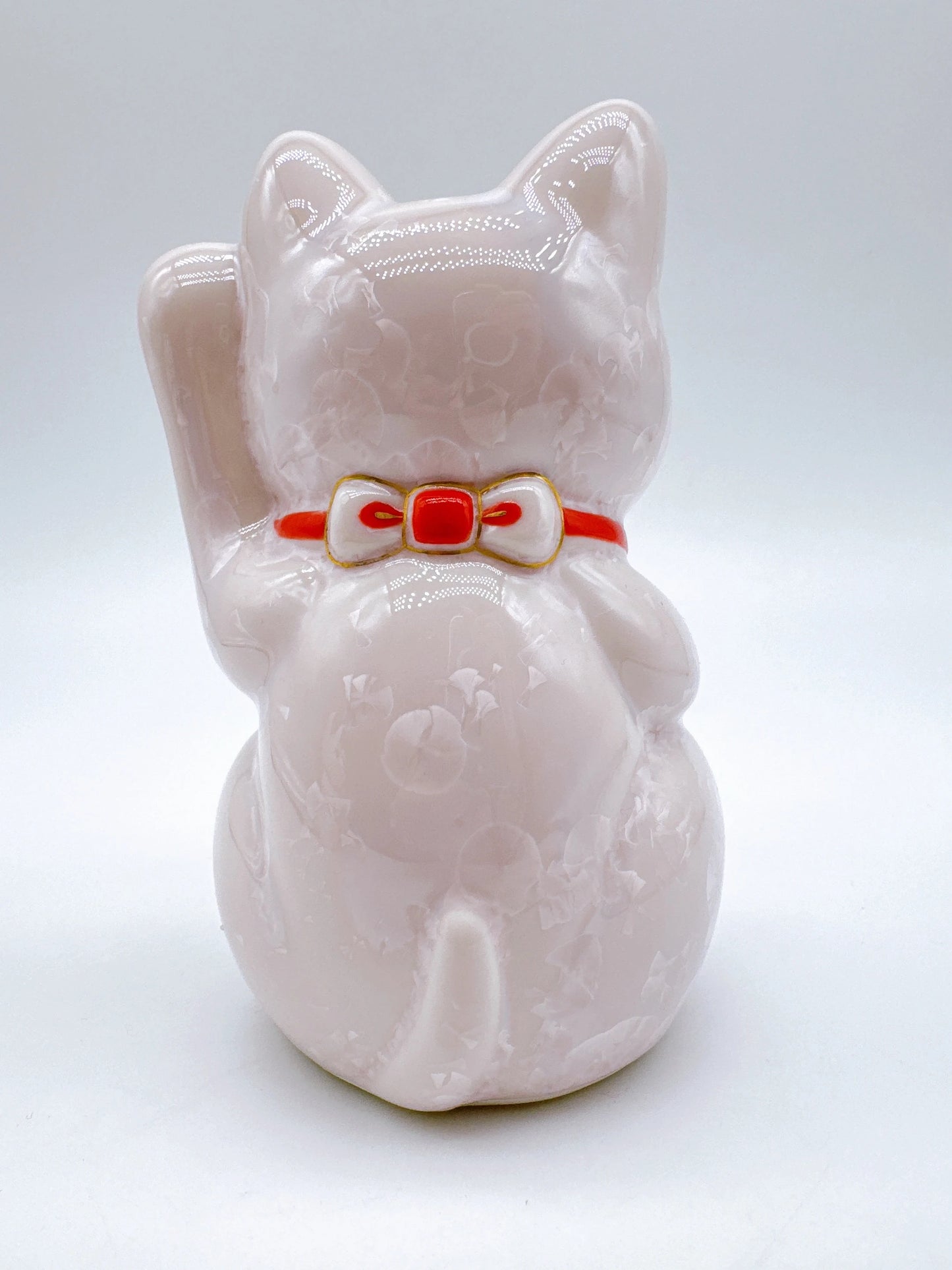 日本清水烧招财猫 花结晶 桃樱 生日