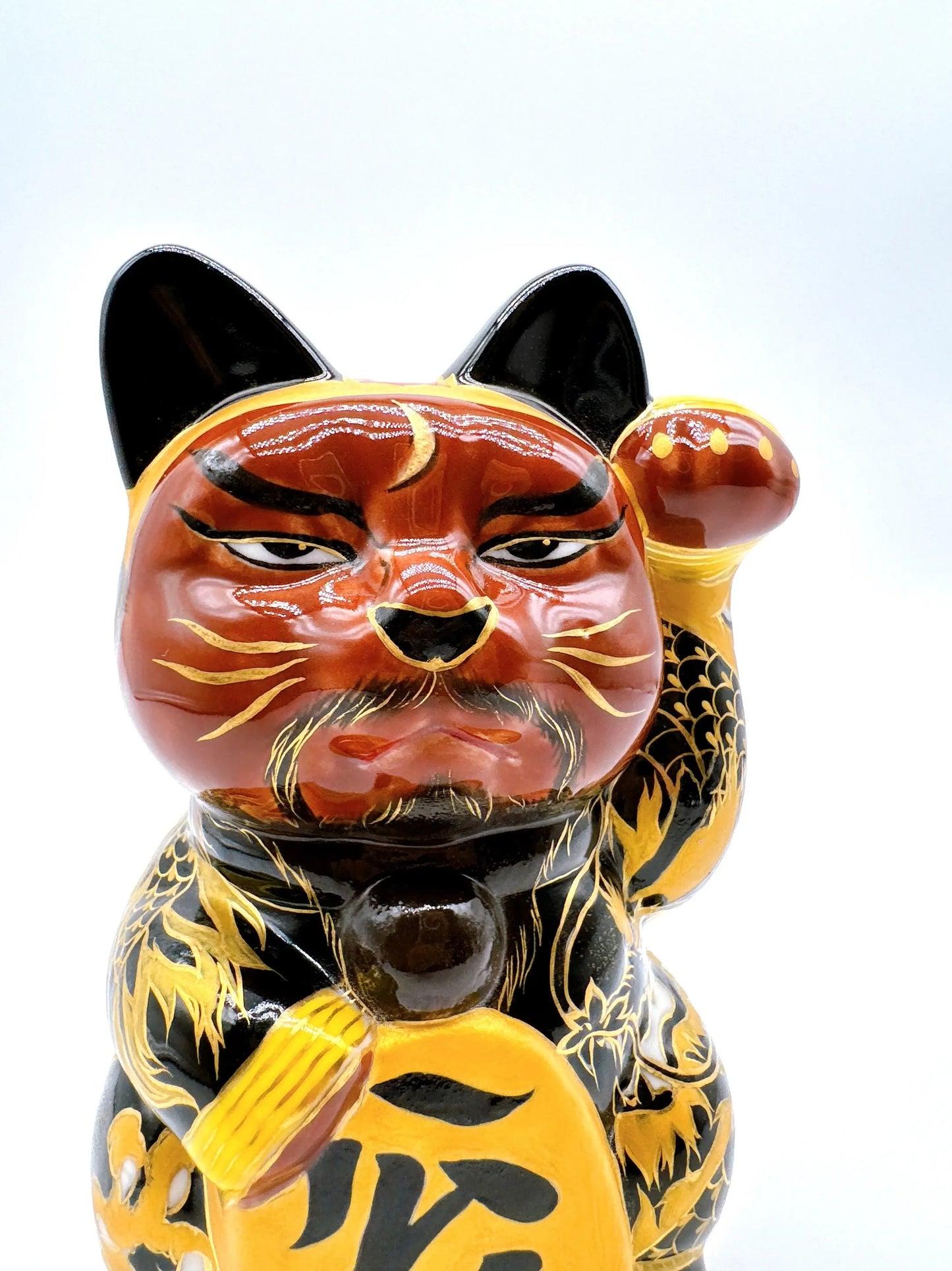 日本清水烧招财猫 色绘 包青天