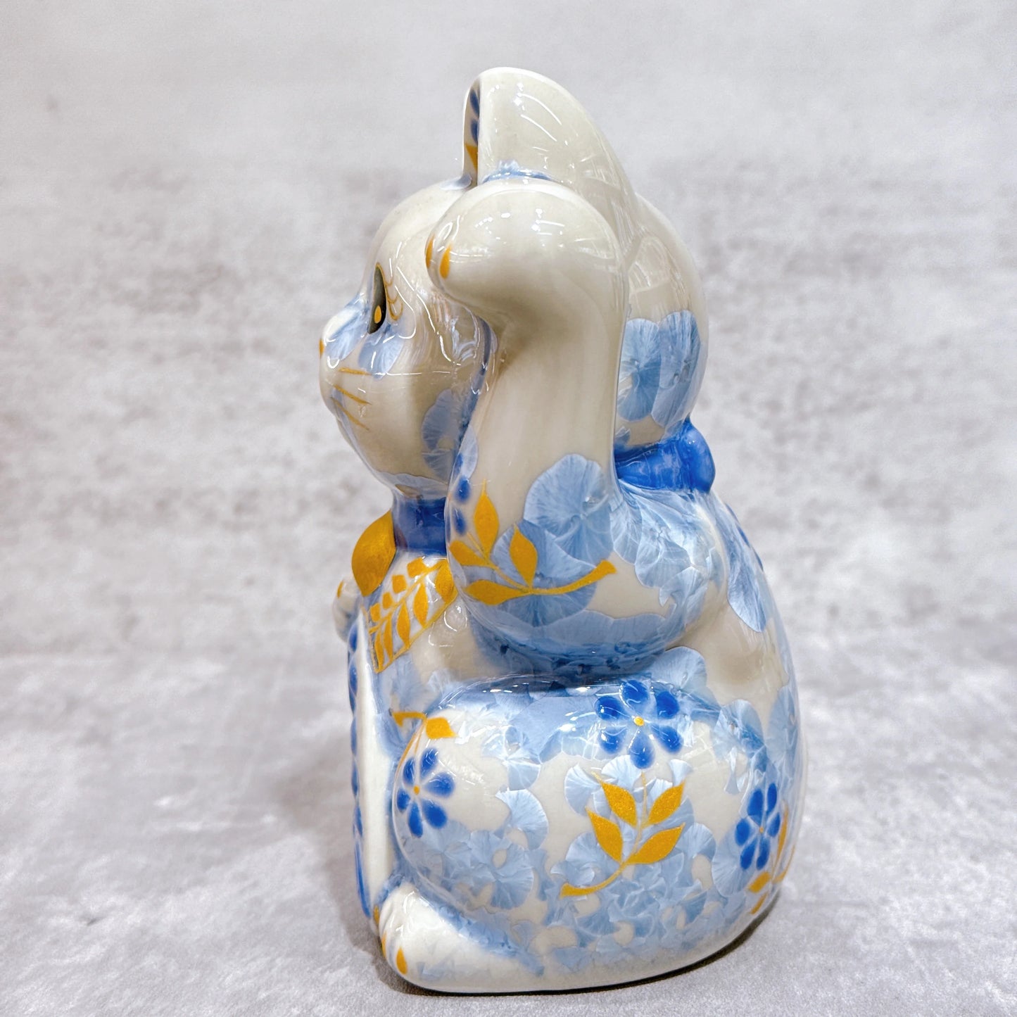日本清水燒招財貓 花結晶 銀藤 体花 千万両 左