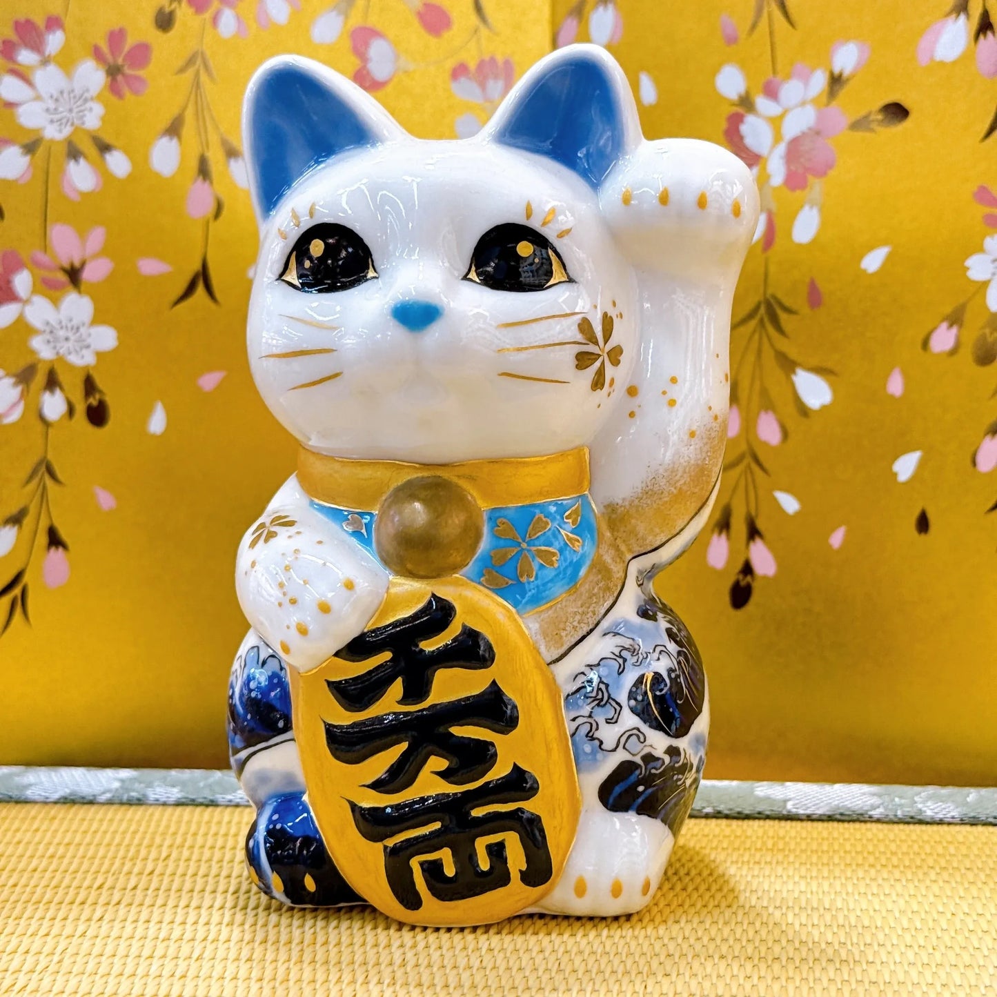 日本清水烧招财猫 神奈川冲浪里 千万两