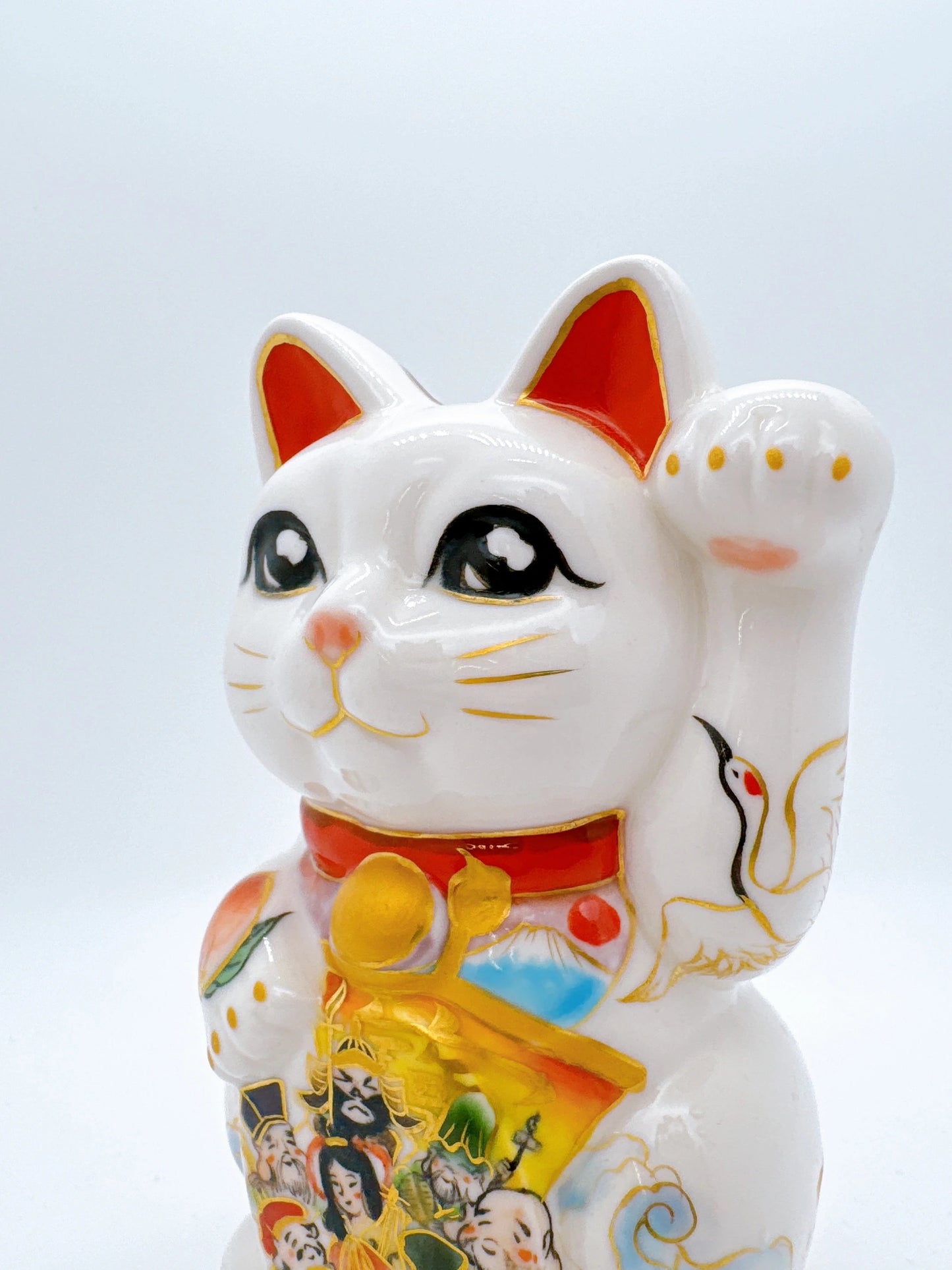 日本清水燒招財貓 白地 七福神