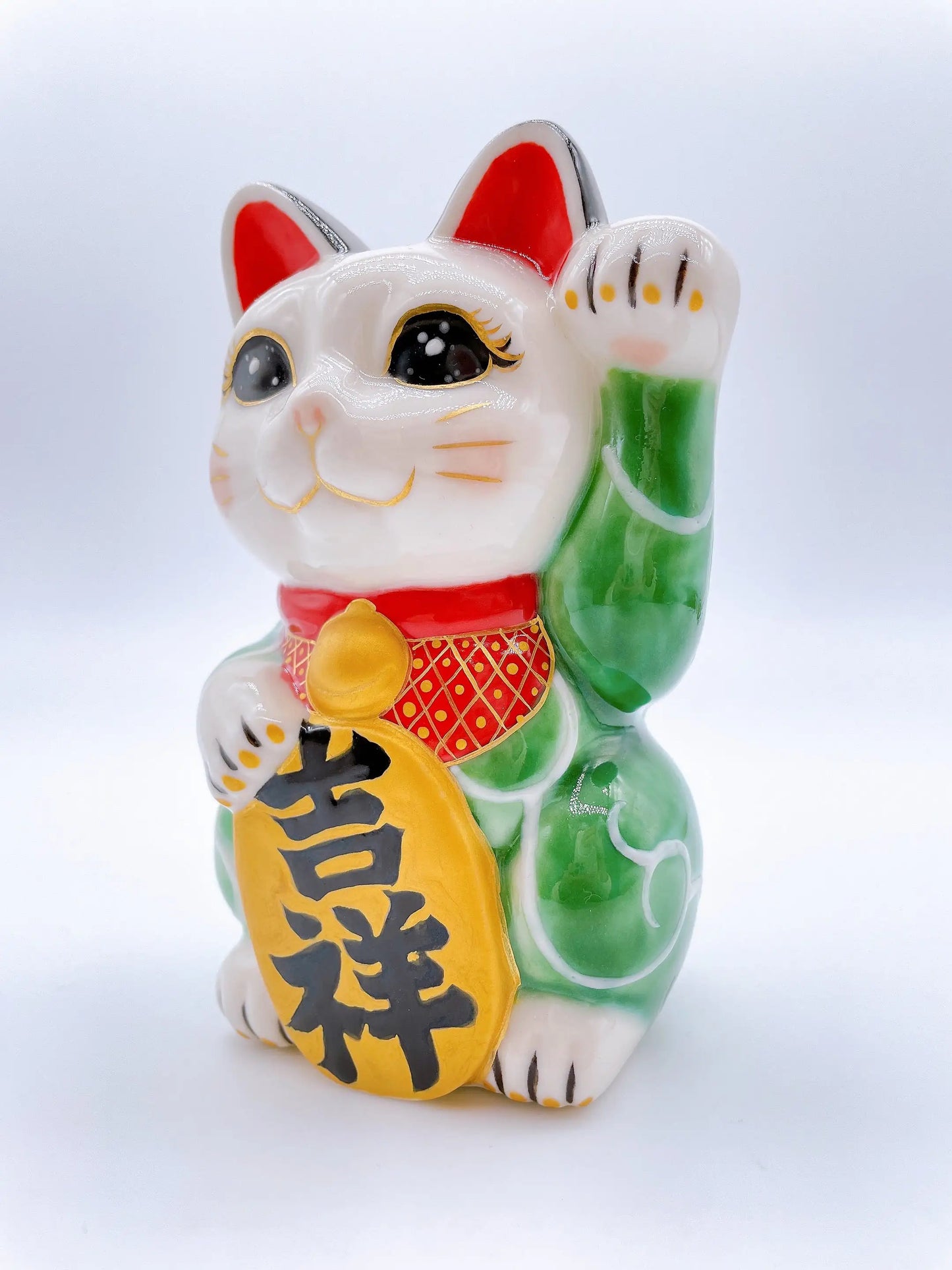 日本清水烧招财猫 唐草 吉祥