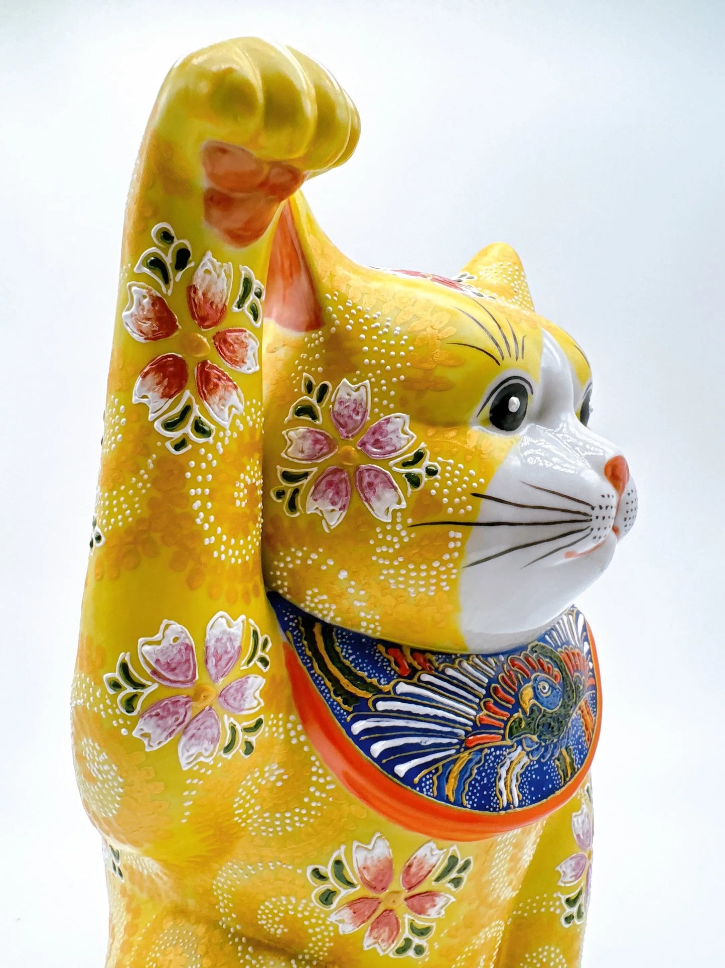 日本九谷烧招财猫 黄地华盛10号