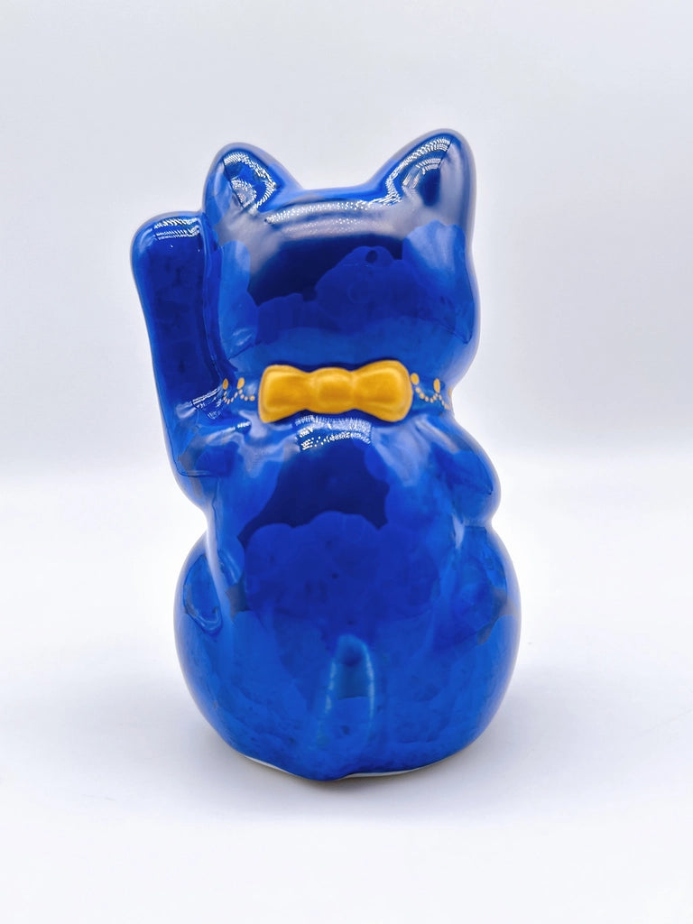 日本清水烧招财猫 琉璃 千万两 左