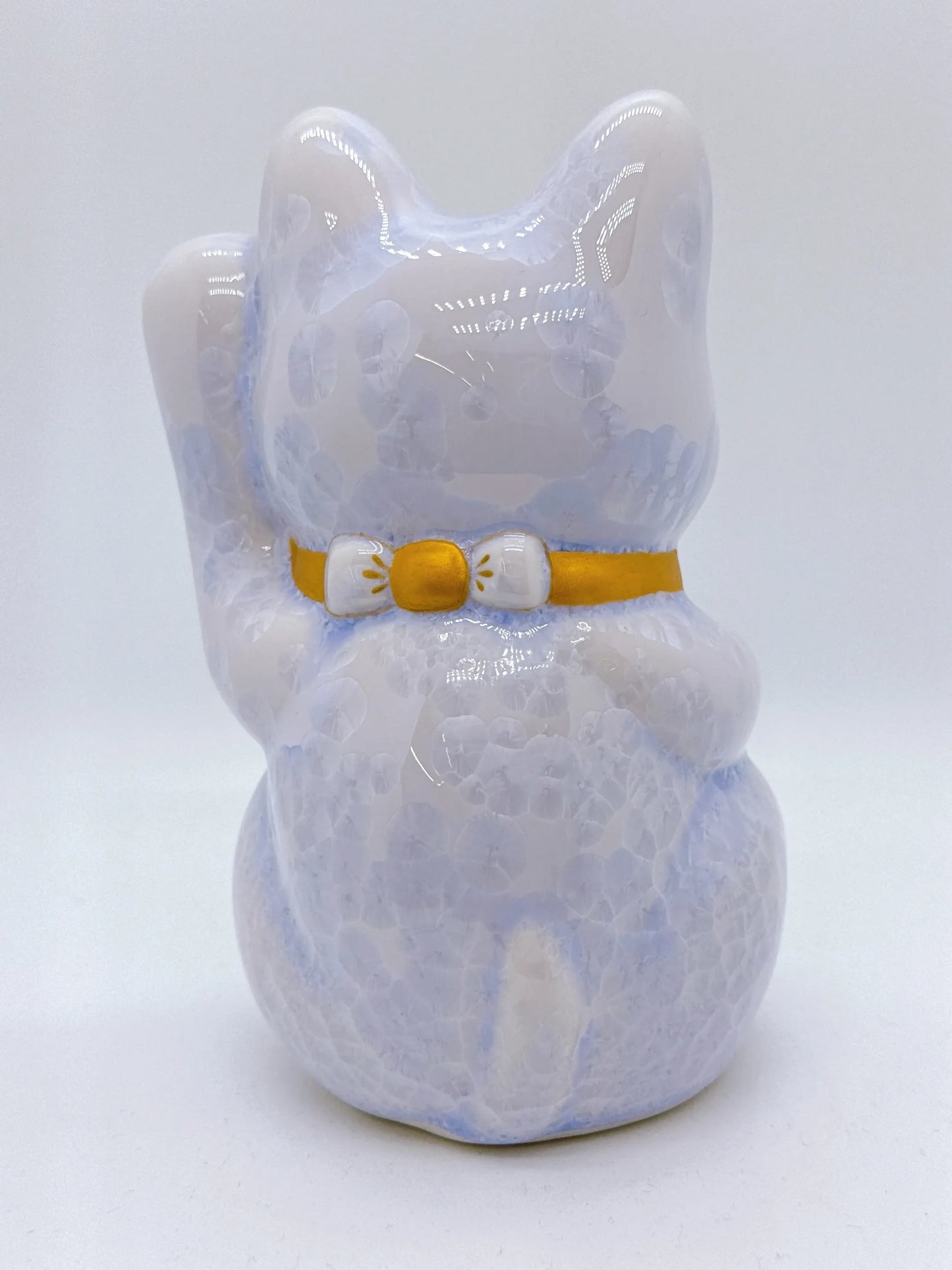 日本清水燒招財貓 花結晶 藤 招福 中號 左