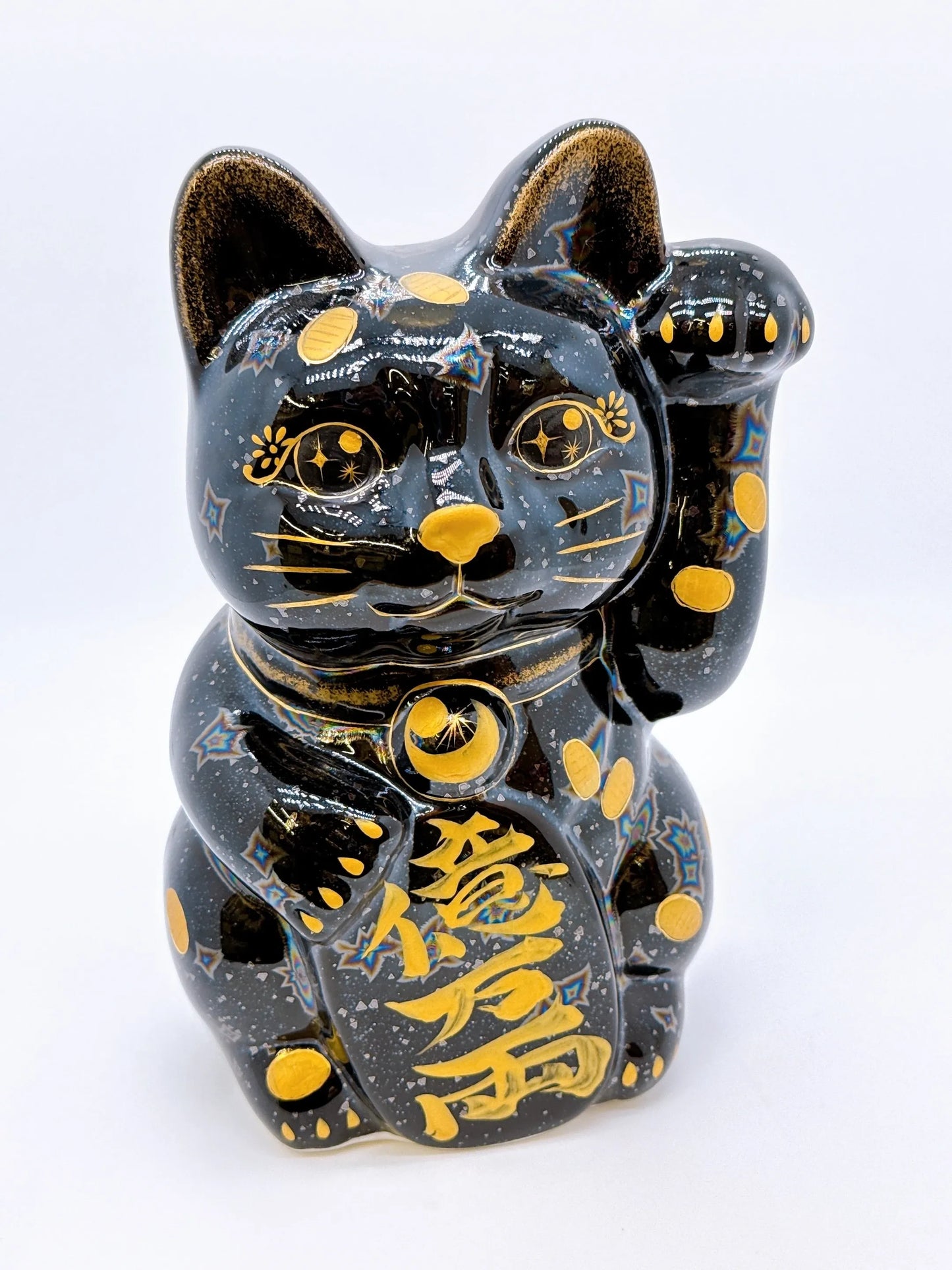 日本清水燒招財貓 星結晶 金幣 特大