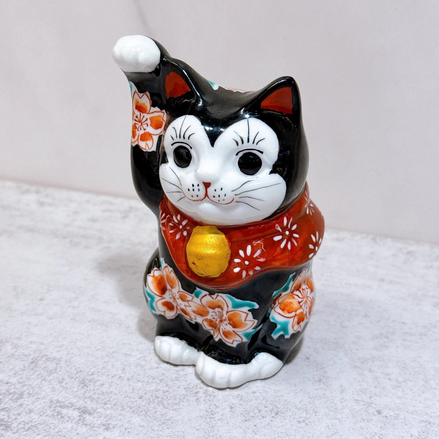 日本九谷燒招財貓 黑櫻