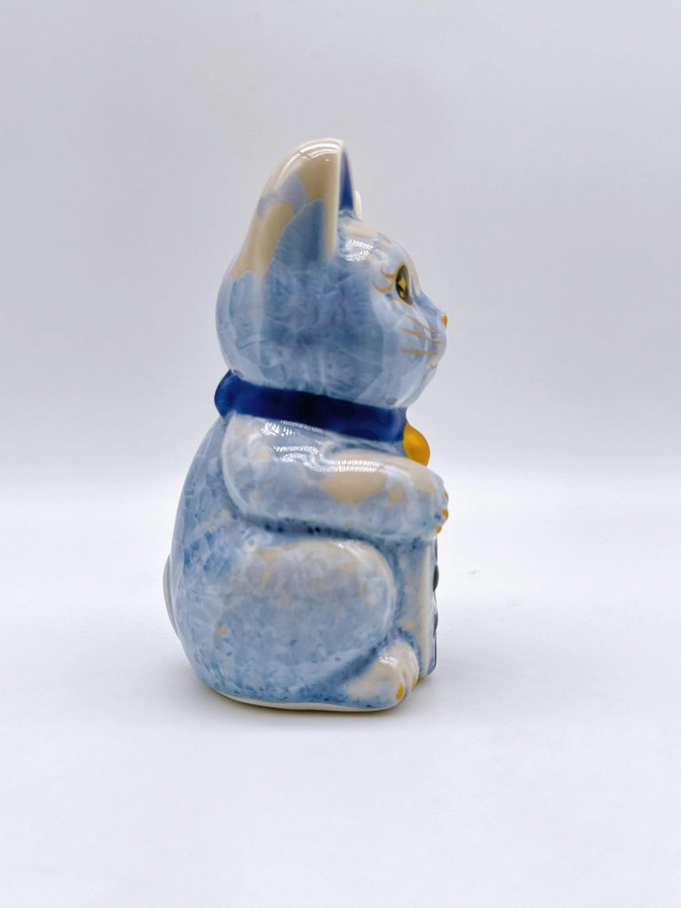 日本清水烧招财猫 花结晶 银藤 千万两 左