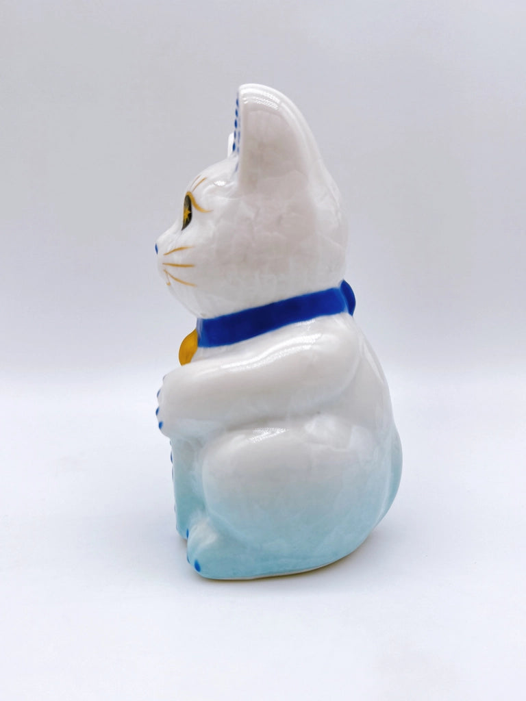 日本清水烧招财猫 花结晶 水色 亿万两 右