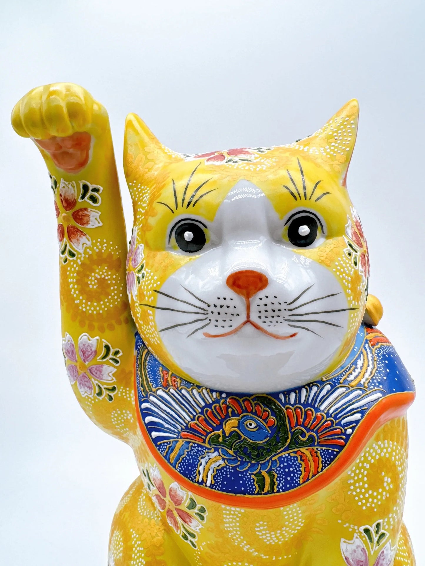 日本九谷烧招财猫 黄地华盛10号
