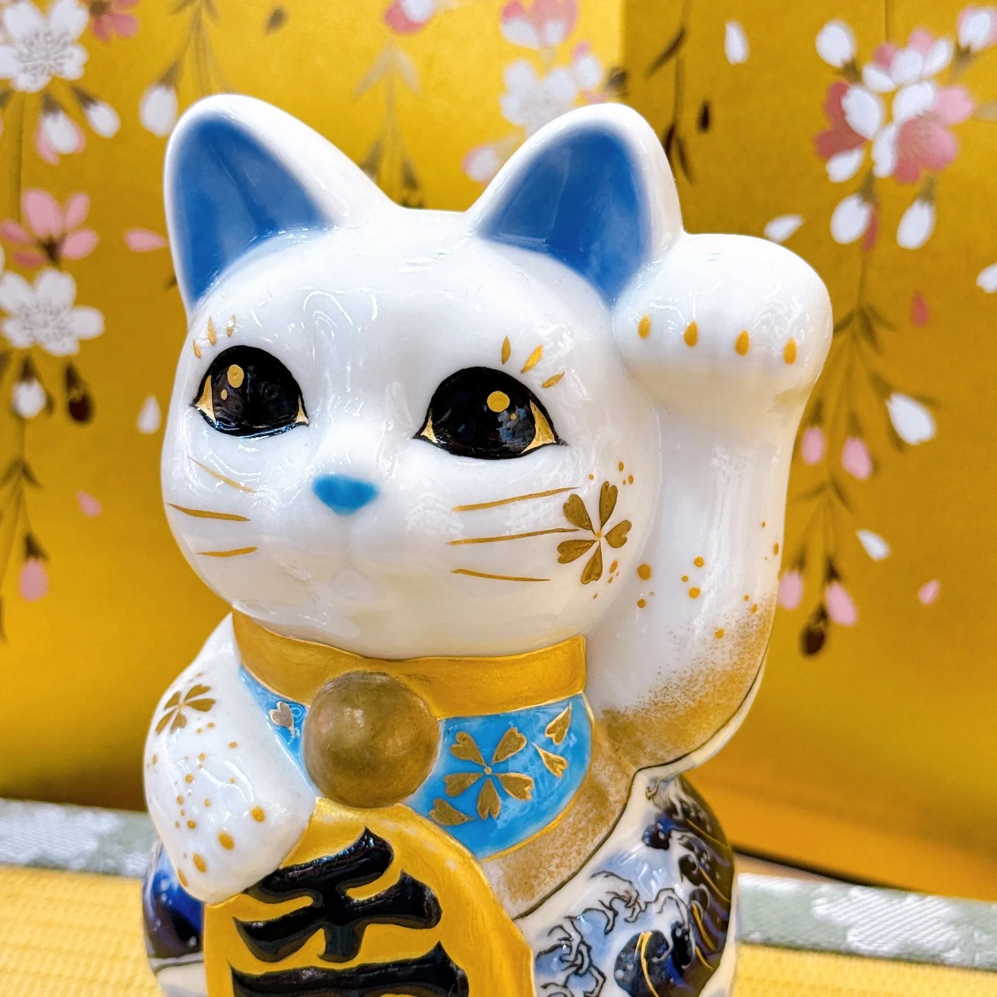 日本清水烧招财猫 神奈川冲浪里 千万两