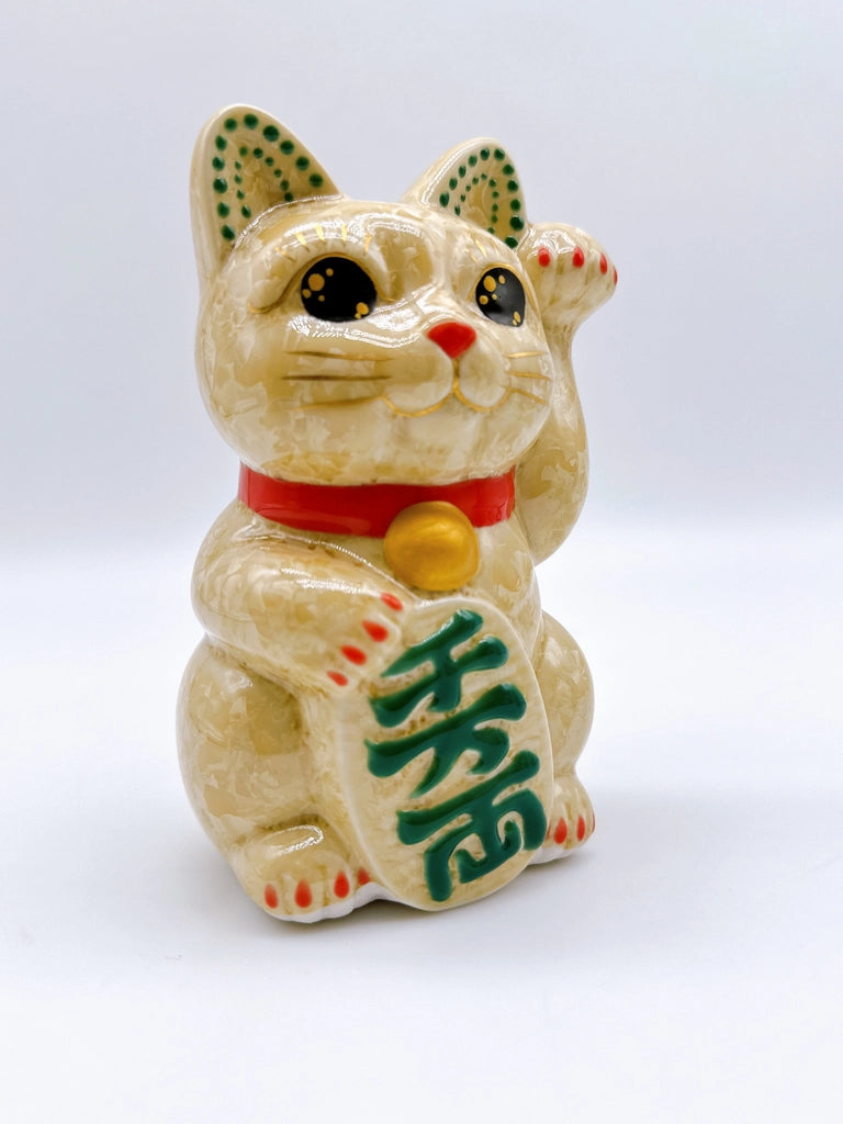 日本清水烧招财猫 花结晶 金花 千万两 左