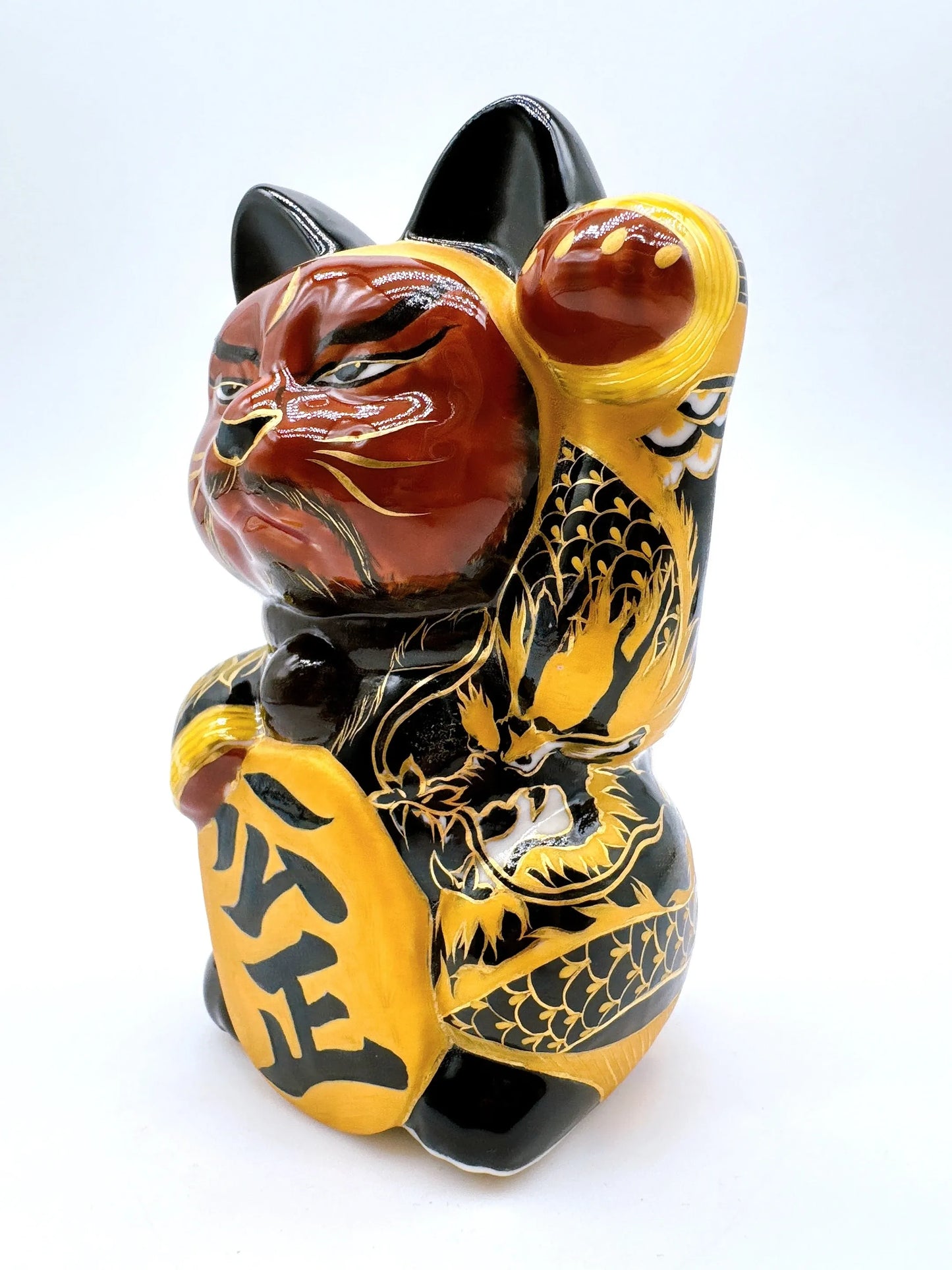 日本清水烧招财猫 色绘 包青天