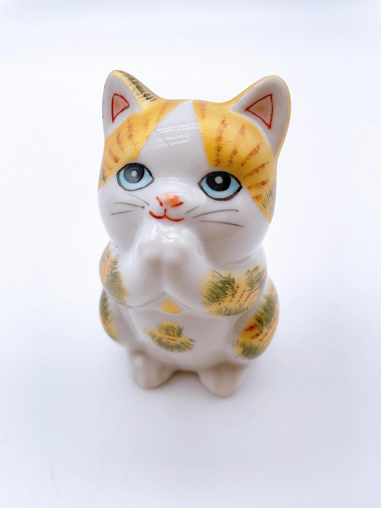 日本九谷烧招财猫 金纹猫