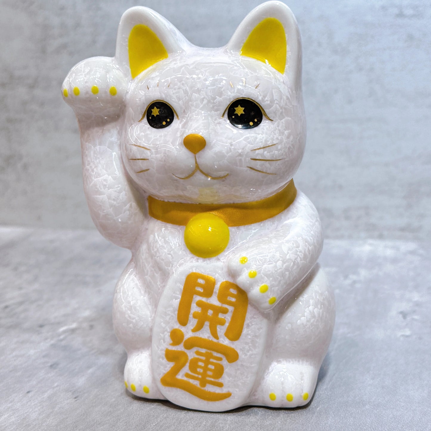 日本清水燒招財貓 花結晶 粉 開運 右