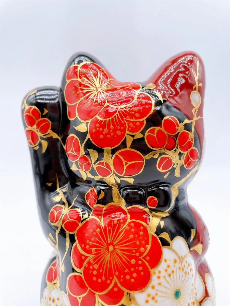 日本清水烧招财猫 黑X地梅