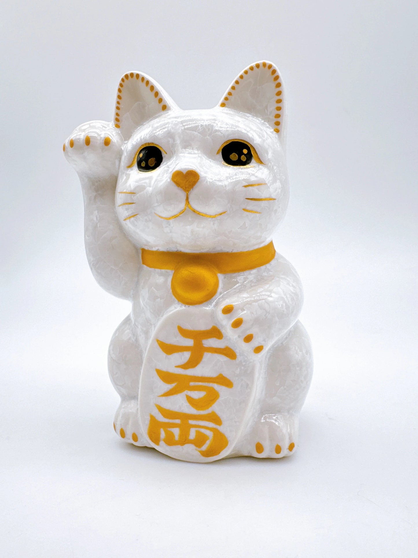 日本清水烧招财猫 花结晶 千万两 右