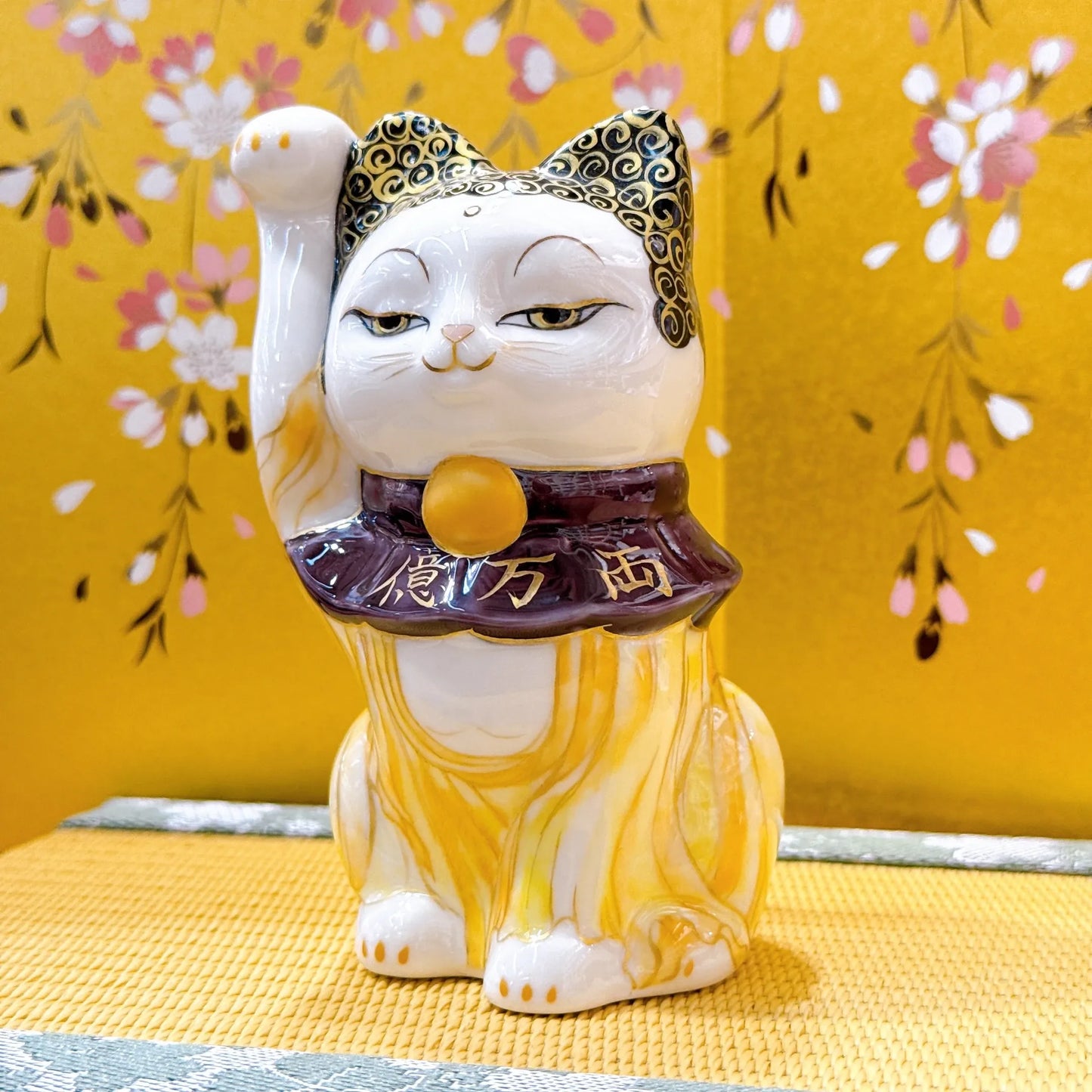 日本清水燒招財貓 色繪 佛陀
