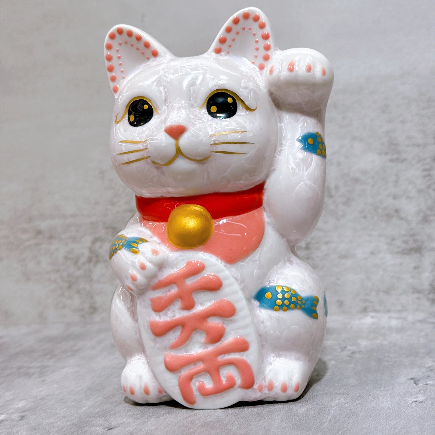 日本清水燒招財貓 花結晶 桃 体鯉 千万両 左