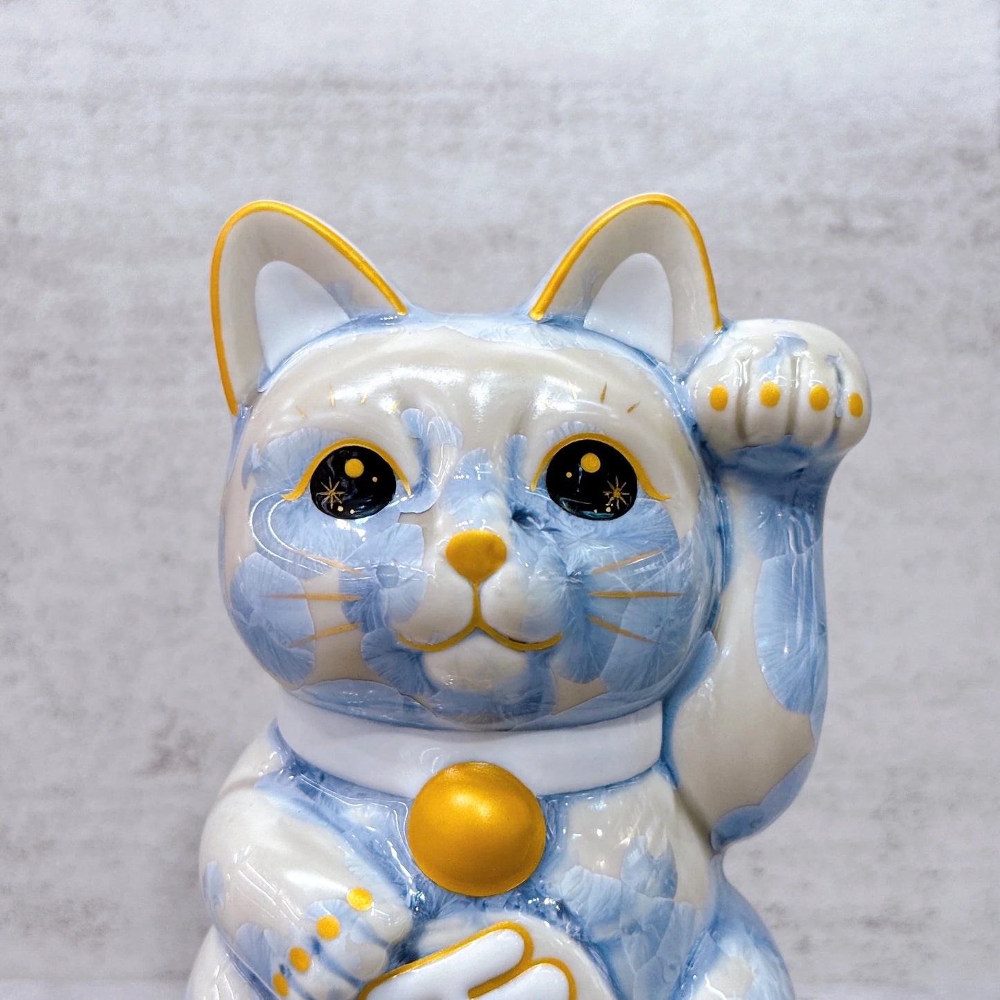 日本清水燒招財貓 花結晶 銀藤 千万両 左