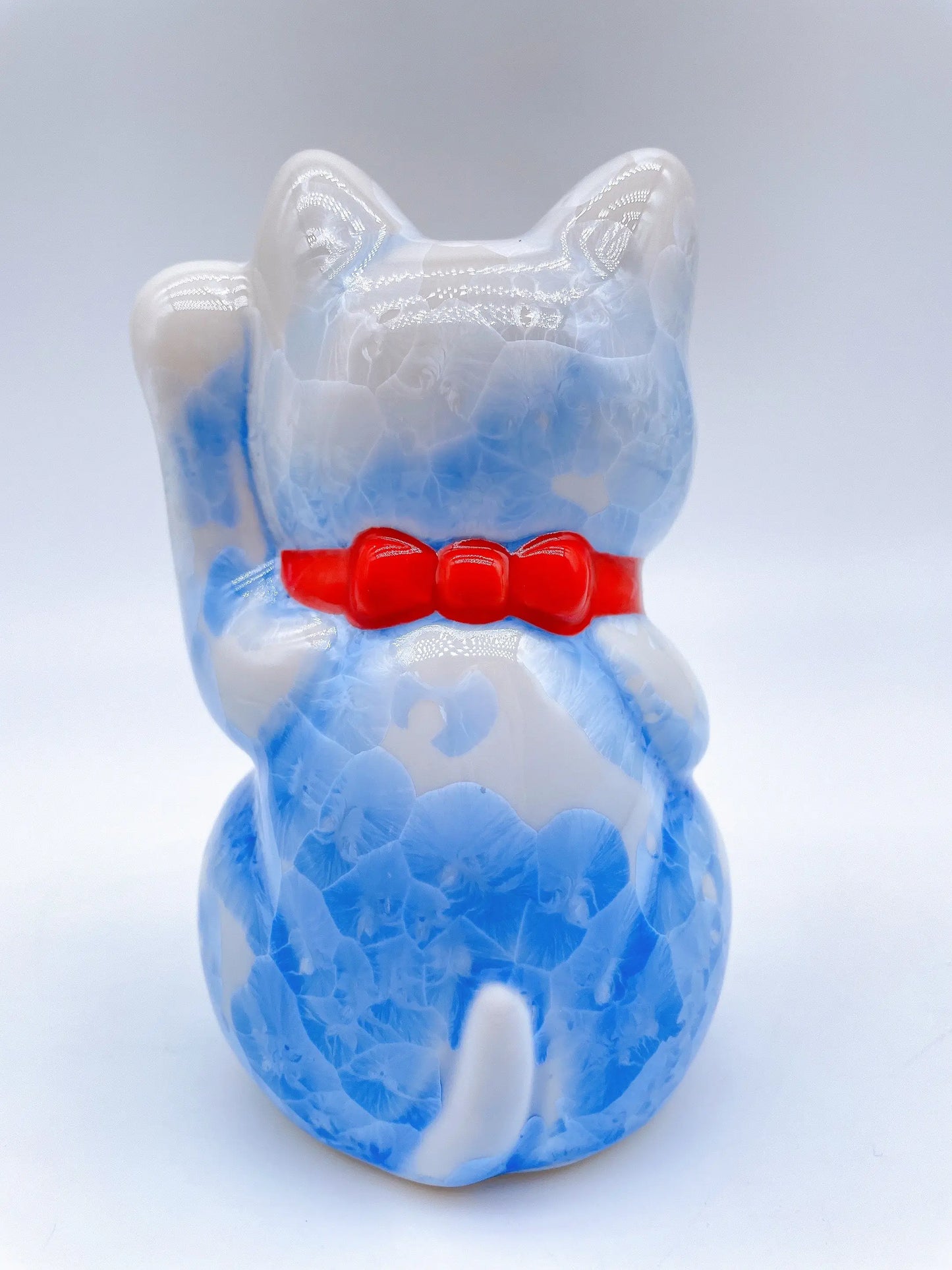 日本清水烧招财猫花结晶篮白一生平安