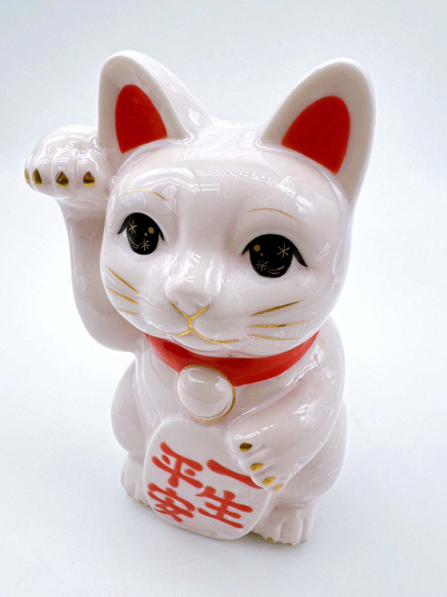 日本清水烧招财猫花结晶一生平安