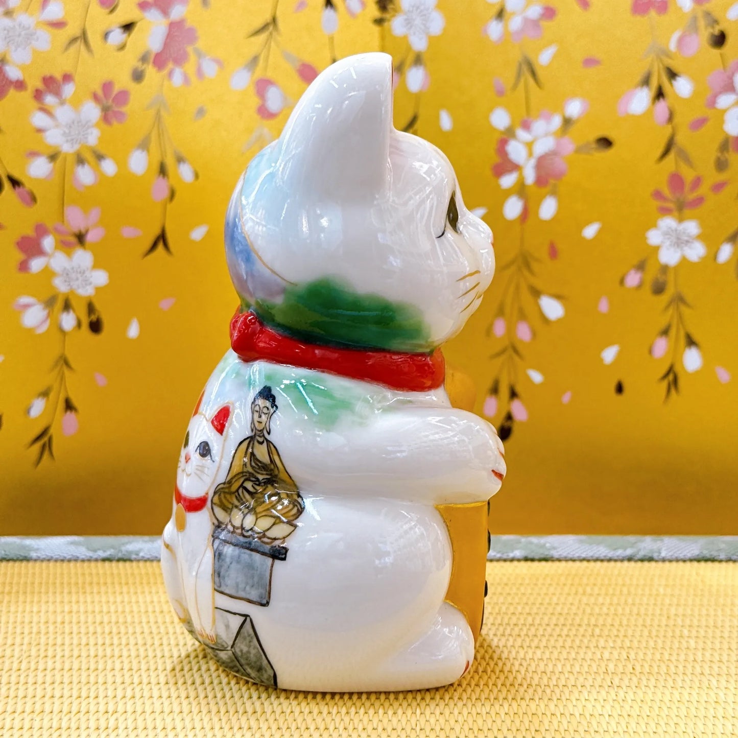 日本清水烧招财猫 仫绘 樱佛猫