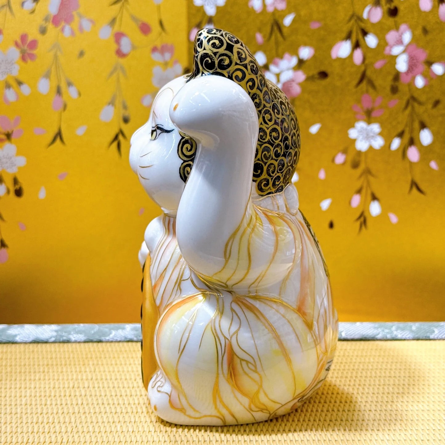 日本清水烧招财猫 色绘 佛陀