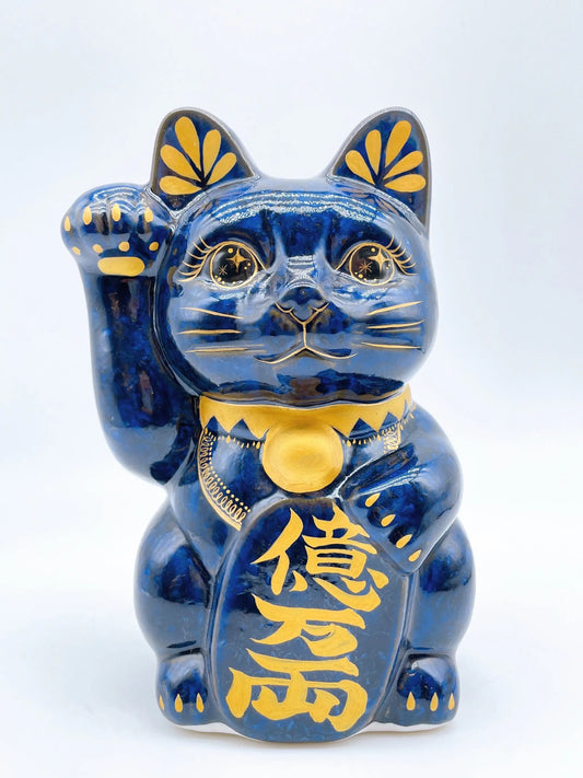 日本清水燒招財貓 青墨 特大