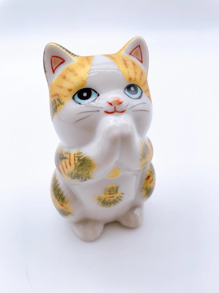 日本九谷烧招财猫 金纹猫