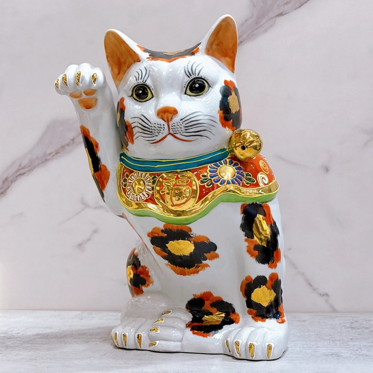 日本九谷燒招財貓 10號 金三毛