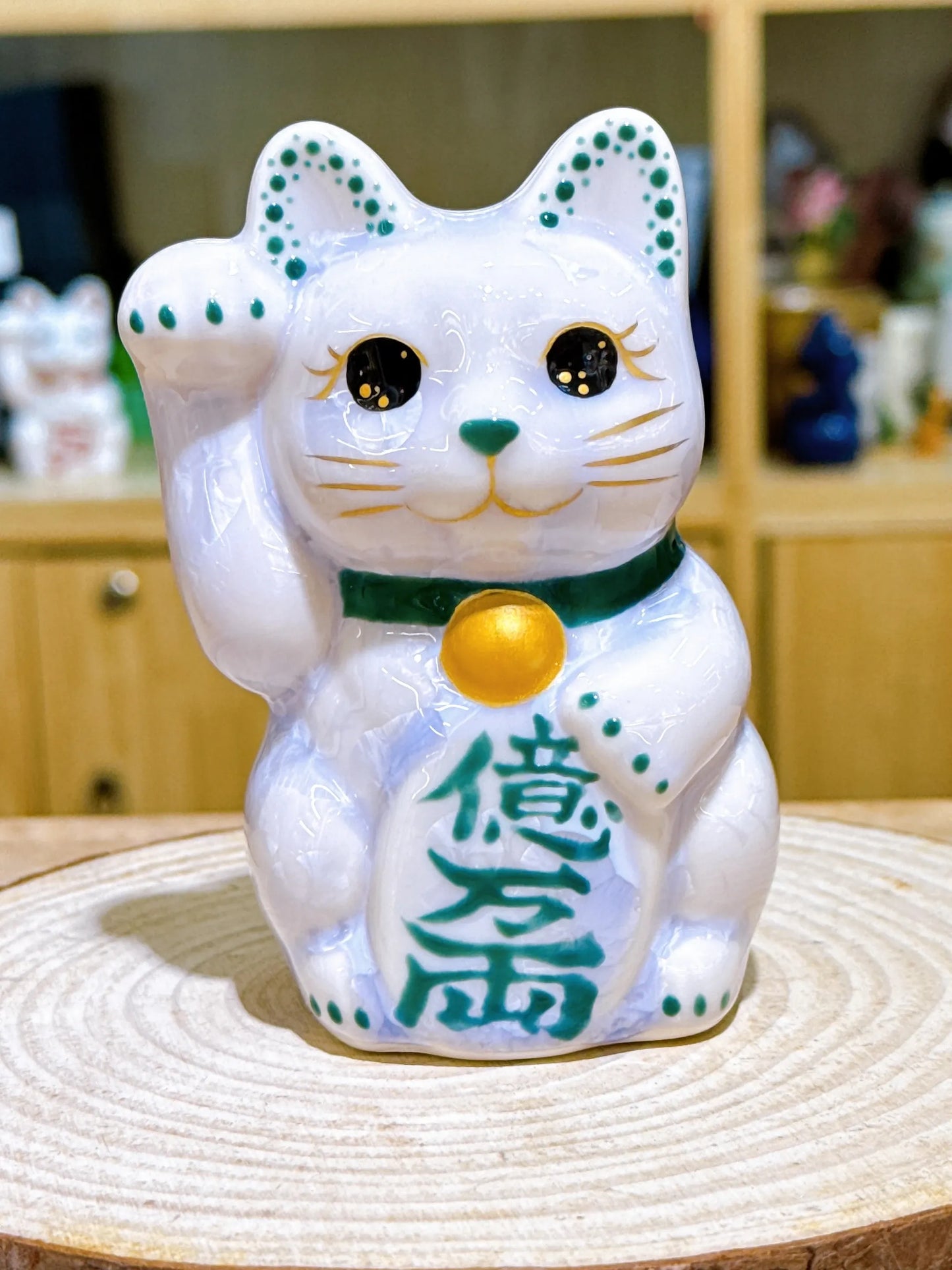 日本清水烧招财猫 花结晶 藤 亿万两 右 特小