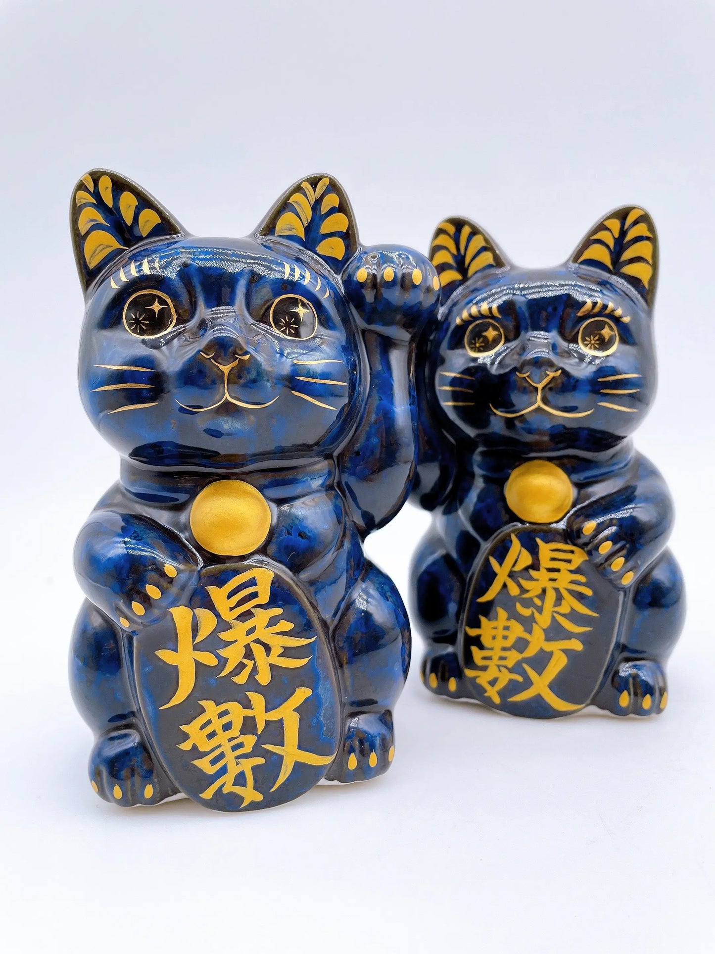 日本清水烧招财猫青墨爆数