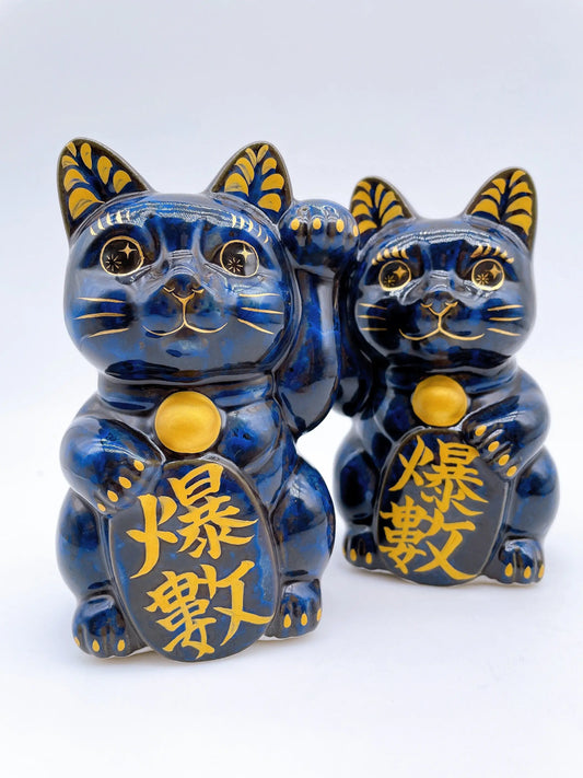 日本清水烧招财猫青墨爆数