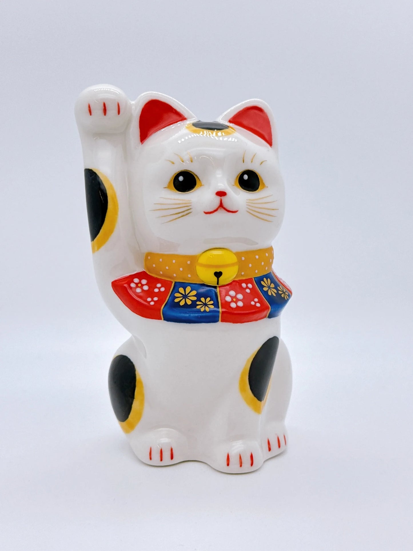 日本清水燒招財貓 色繪 三毛