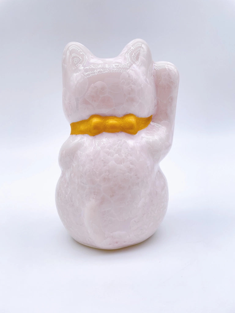 日本清水烧招财猫 花结晶 桃 爆数 特小